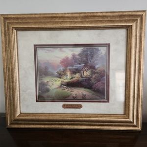 Thomas Kinkade gold framed print. The Good Shepard Cottage. 18" x 15".
